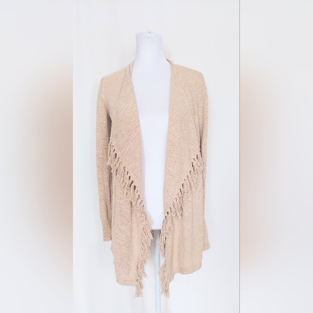 Lilly Pulitzer Lucita Fringe Tassel Cardigan Sweater Camel Tan Size Small